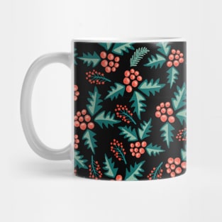 Mistletoes with leaves and branches on black Mug